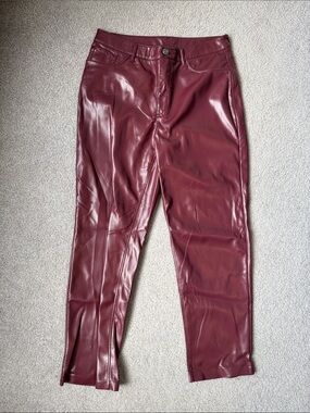 Burgundy Faux Leather Pants